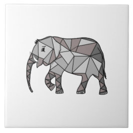 Schattige Olifant Geometrisch Zwart-wit Tegeltje