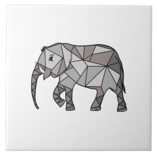 Schattige Olifant Geometrisch Zwart-wit Tegeltje