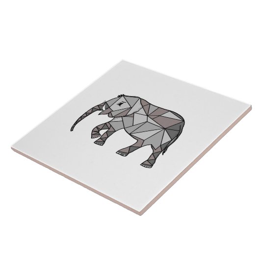 Schattige Olifant Geometrisch Zwart-wit Tegeltje (Zijkant)