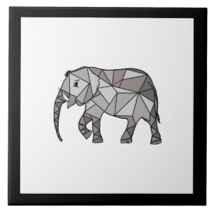 Schattige Olifant Geometrisch Zwart-wit Tegeltje