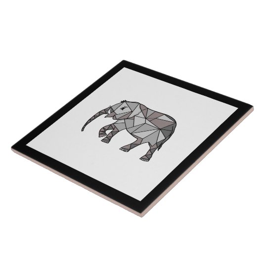 Schattige Olifant Geometrisch Zwart-wit Tegeltje (Zijkant)