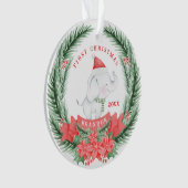 Schattige Olifant | Gepersonaliseerde Eerste Kerst Ornament (voorkant)