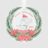 Schattige Olifant | Gepersonaliseerde Eerste Kerst Ornament (achterkant)