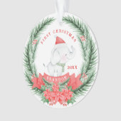 Schattige Olifant | Gepersonaliseerde Eerste Kerst Ornament (voorkant)