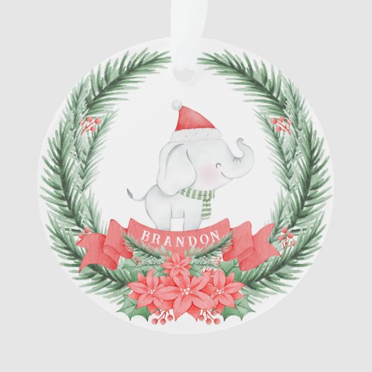 Schattige Olifant | Gepersonaliseerde kerst Ornament (voorkant)
