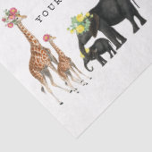 Schattige Olifant & Giraffe Bloemige Aangepaste Na Tissuepapier (Detail)