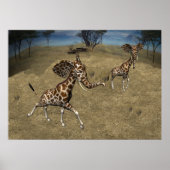 Schattige Olifant Giraffen Poster (Voorkant)