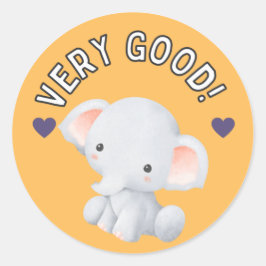 Schattige Olifant Goed Werk Student Ontwikkelingsp Ronde Sticker