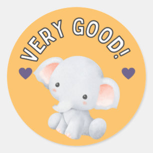 Schattige Olifant Goed Werk Student Ontwikkelingsp Ronde Sticker