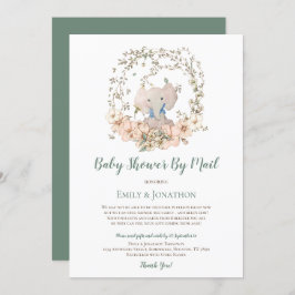  Schattige Olifant Green Baby shower per Mail Kaart