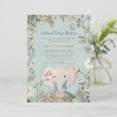  Schattige Olifant Groen Virtual Baby shower Kaart (Staand voorkant)