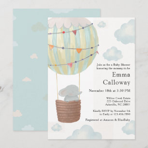 Schattige Olifant Heet Lucht Ballon Baby Shower  Kaart