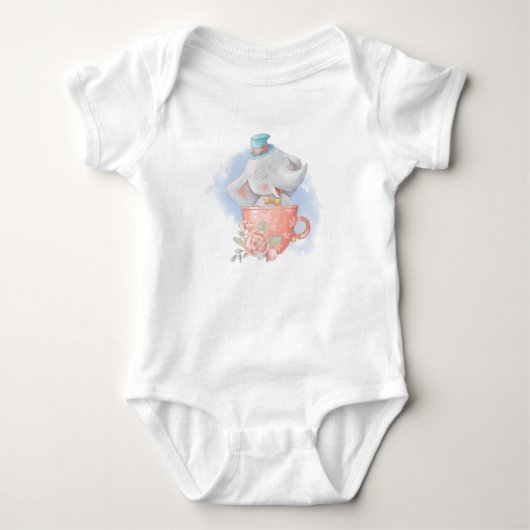 Schattige Olifant In Beker Sublimatie Romper (Voorkant)