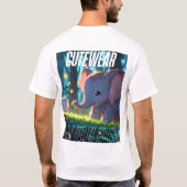 Schattige olifant in bloementuin – Schattige Aesth T-shirt (Achterkant)