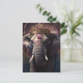 Schattige olifant in een kroon briefkaart (Staand voorkant)