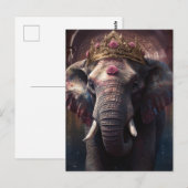 Schattige olifant in een kroon briefkaart (Voorkant / Achterkant)