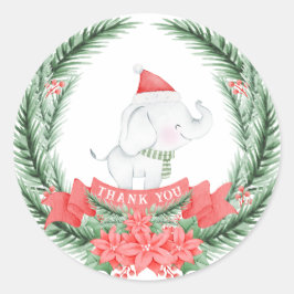 Schattige Olifant | Kerstmis | Dank u Ronde Sticker
