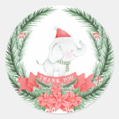 Schattige Olifant | Kerstmis | Dank u Ronde Sticker (Voorkant)
