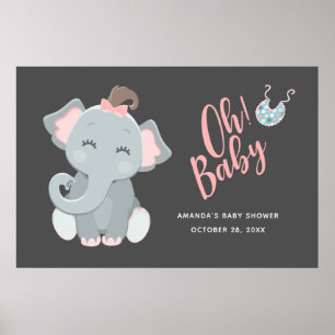Schattige Olifant Meisje Baby Shower Poster