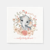 Schattige Olifant Meisje Bloemen Naam Baby shower Servet (Voorkant)
