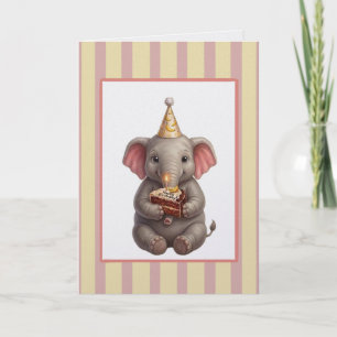 Schattige olifant met bananen chocolade cake verja kaart