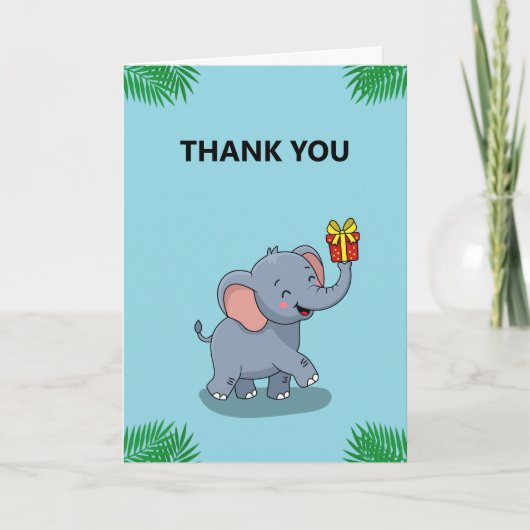 Schattige Olifant met Cadeau Bedankkaart (Voorkant)