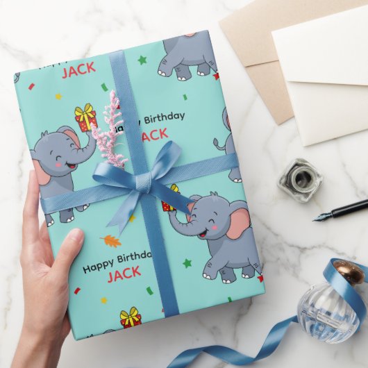 Schattige Olifant met Cadeau Cadeaupapier (Geschenken)