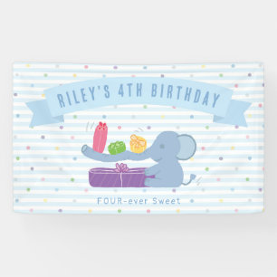 Schattige Olifant met Cadeaus Verjaardagsbanner Spandoek