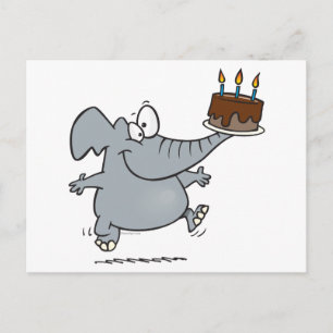 schattige olifant met chocoladetaart briefkaart