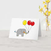 Schattige olifant met feestballonnen kaart (Gele Bloem)
