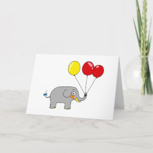 Schattige olifant met feestballonnen kaart