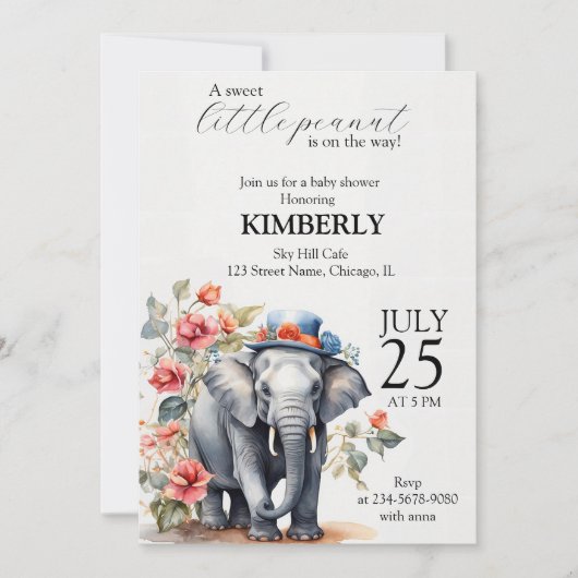 Schattige Olifant Met Hoed Kaart (Voorkant)