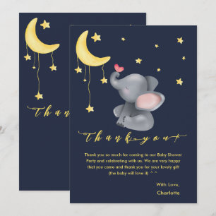 Schattige Olifant Met Kleine Vlinder Baby Shower Bedankkaart