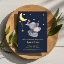 Schattige Olifant Met Kleine Vlinder Baby Shower
