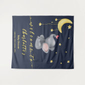 Schattige Olifant Met Kleine Vlinder Baby Shower Wandkleed (Voorkant (horizontaal))