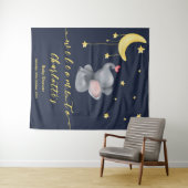 Schattige Olifant Met Kleine Vlinder Baby Shower Wandkleed (In Situ (horizontaal))