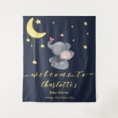 Schattige Olifant Met Kleine Vlinder Baby Shower Wandkleed (Voorkant)