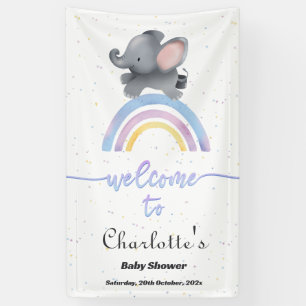 Schattige Olifant met Kleurrijke Regenboog Baby Sh Spandoek