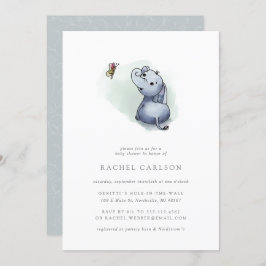 schattige olifant met vlinder baby shower kaart
