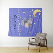 Schattige olifant met vlinder baby shower wandkleed (In Situ (horizontaal))