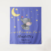 Schattige olifant met vlinder baby shower wandkleed (Voorkant)