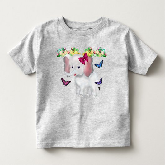 Schattige Olifant met Vlinders Kinder Shirts (Voorkant)