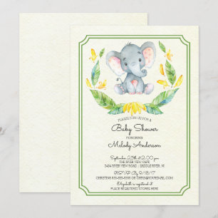 Schattige Olifant Neutral Baby shower Invitation Kaart