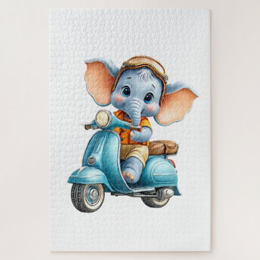 Schattige Olifant op een Step Puzzle  Legpuzzel (Verticaal)