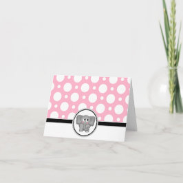 Schattige olifant op maat Roze Polka Dot Kaart