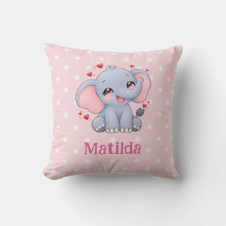 Schattige Olifant, Pastel Roze Stippen Kussen