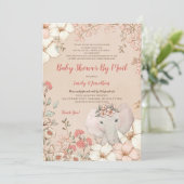  Schattige Olifant Peach Baby shower per Mail Kaart (Staand voorkant)