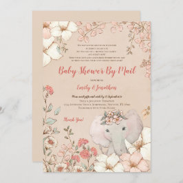  Schattige Olifant Peach Baby shower per Mail Kaart