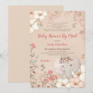 Schattige Olifant Peach Baby shower per Mail Kaart