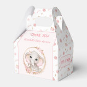 Schattige Olifant Pink Flowers Baby shower Bedankdoosjes (Voorkant Zijde)